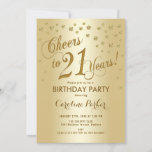 Invitación Fiesta de oro 21 de cumpleaños<br><div class="desc">Invitación a la fiesta de cumpleaños 21. Elegante diseño con un falso efecto purpurina de oro y Relieve metalizado dorado. Presenta el tipo de letra del guión y el perfil. ¡Salud a 21 años! Una tarjeta de invitado es perfecta para un elegante bash para mujeres.</div>