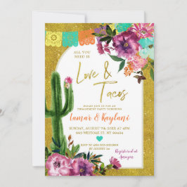 Invitación Fiesta de oro, amor y participación de tacos