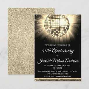 Invitación Fiesta de oro de 50 años Disco Ball