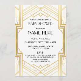 Invitación Fiesta de oro de Baby Shower Art Deco de 1920 invi