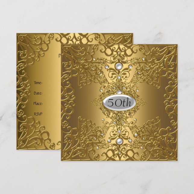 Invitación Fiesta de oro del 50 aniversario del nacimiento Je (Anverso / Reverso)