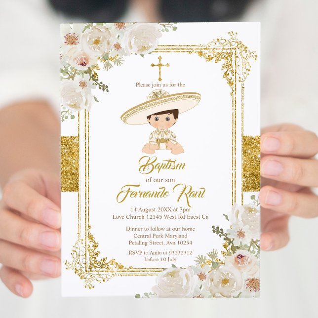 Invitación Fiesta de oro mexicano bautismo bautizo (Subido por el creador)
