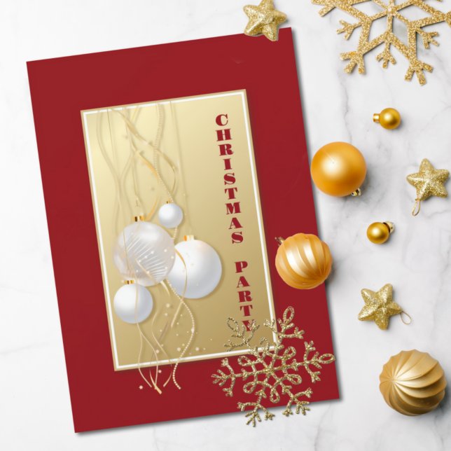 Invitación Fiesta de Oro Moderno y Navidades Rojos (Subido por el creador)