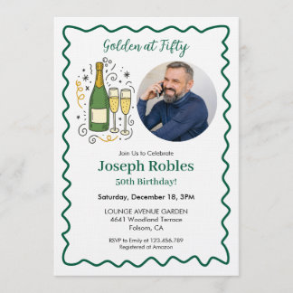 Invitación Fiesta de Oro por Cincuenta Cumpleaños Foto 50 Cum