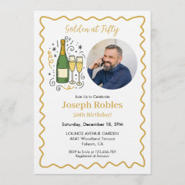 Invitación Fiesta de Oro por Cincuenta Cumpleaños Foto 50 Cum