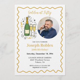 Invitación Fiesta de Oro por Cincuenta Cumpleaños Foto 50 Cum