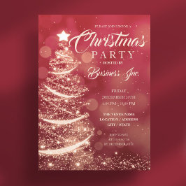 Invitación FIESTA de oro rojo del árbol de navidad de CORPORA