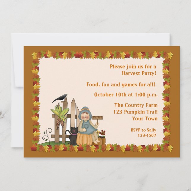 Invitación Fiesta de otoño (Anverso)