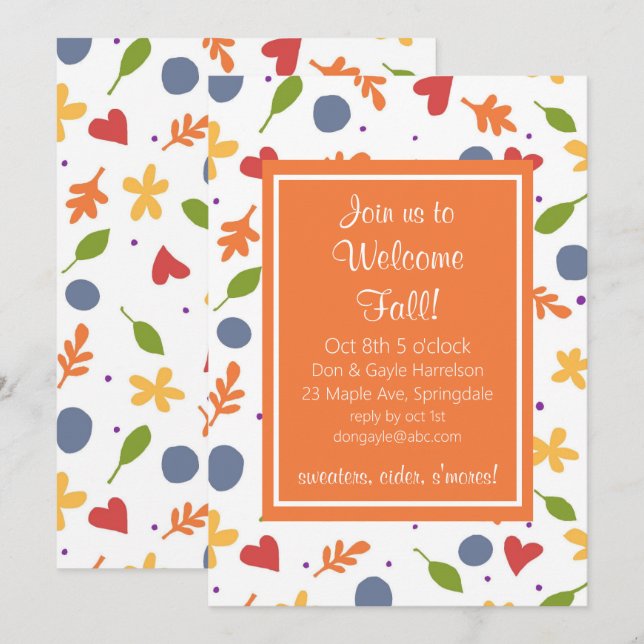 Invitación Fiesta de otoño de bienvenida (Anverso / Reverso)