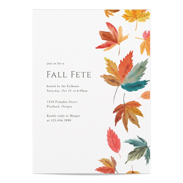 Invitación Fiesta de otoño de hojas en caída (Subido por el creador)