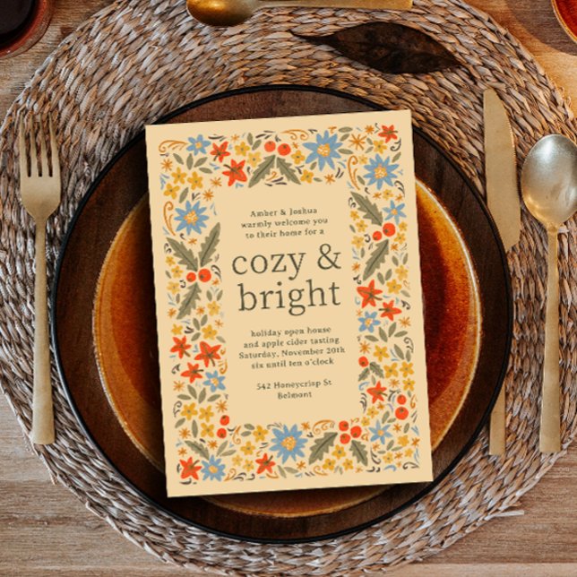 Invitación Fiesta de otoño del marco floral folksy (Subido por el creador)