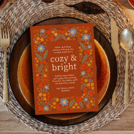 Invitación Fiesta de otoño del marco floral folksy