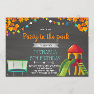 Invitación fiesta de otoño en el patio de recreo