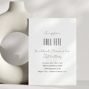 Invitación Fiesta de Otoño Minimalista Cumpleaños 21 Blanco