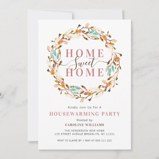 Invitación fiesta de otoño wreath para el hogar (Anverso)