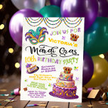 Invitación Fiesta de Pajama de Cumpleaños Mardi Gras<br><div class="desc">Celebra el Mardi Gras con esta linda fiesta de cumpleaños del Fiesta Pajama. Cuenta con un pastel King's, rebanada de pasteles, mascarilla de plumas, fleur de lis y corona con divertidos tipos de letra dorada, violeta y verde. ¡Genial para los niños Mardi Gras sonepover Pajama fiesta! Las palabras "Mardi gras...</div>