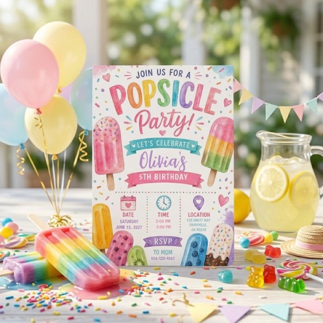 Invitación Fiesta de Paletas Cumpleaños Verano Colorido (Subido por el creador)