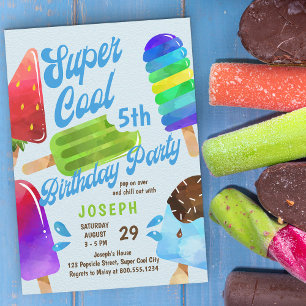 Invitación Fiesta de Paletas de Helado para Niños de Cualquie