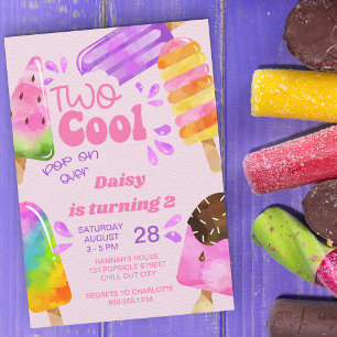 Invitación Fiesta de Paletas Dos Chicas Cumpleaños 2