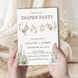 Invitación Fiesta de Pañales Boho Vaquero Baby Shower