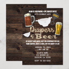 Invitación Fiesta de Pañales y Cerveza para Hombre Papá a Pun