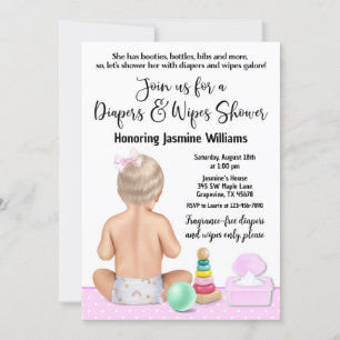 Invitación Fiesta de pañales y toallitas para bebé