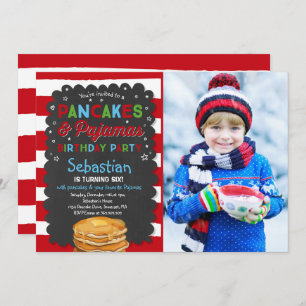 Invitación Fiesta de Pancake y Pajamas por cumpleaños