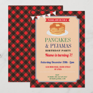 Invitación Fiesta de Pancakes y Pijamas Navidad Pijamas Rojo