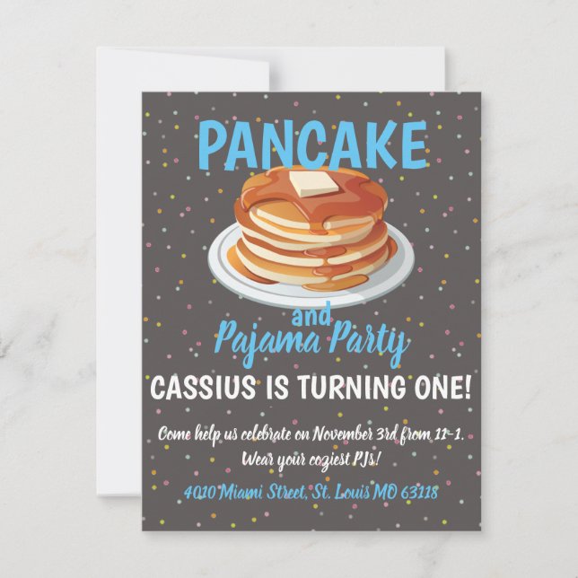 Invitación Fiesta de Panqueques y Pijamas (Anverso)