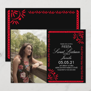 Invitación Fiesta de Papel Picado Sweet 16 Foto Mexicana 