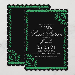 Invitación Fiesta de Papel Picado Sweet 16 Mexicano Verde Ven