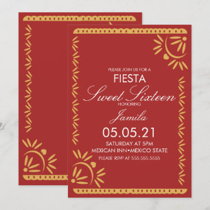 Invitación Fiesta de Papel Picado Sweet 16 Volado Mexicano Az