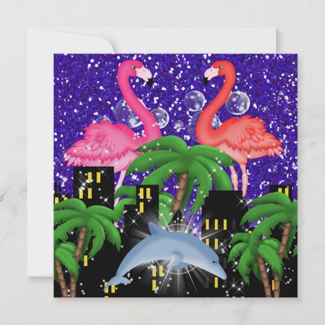 Invitación Fiesta de Paraíso en Luces Brillantes de Estilo -  (Anverso)