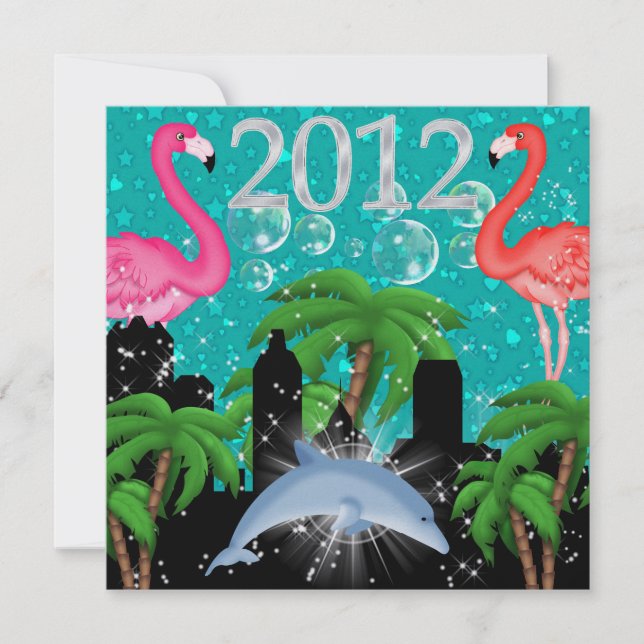 Invitación Fiesta de Paraíso en Luces Brillantes de Estilo -  (Anverso)