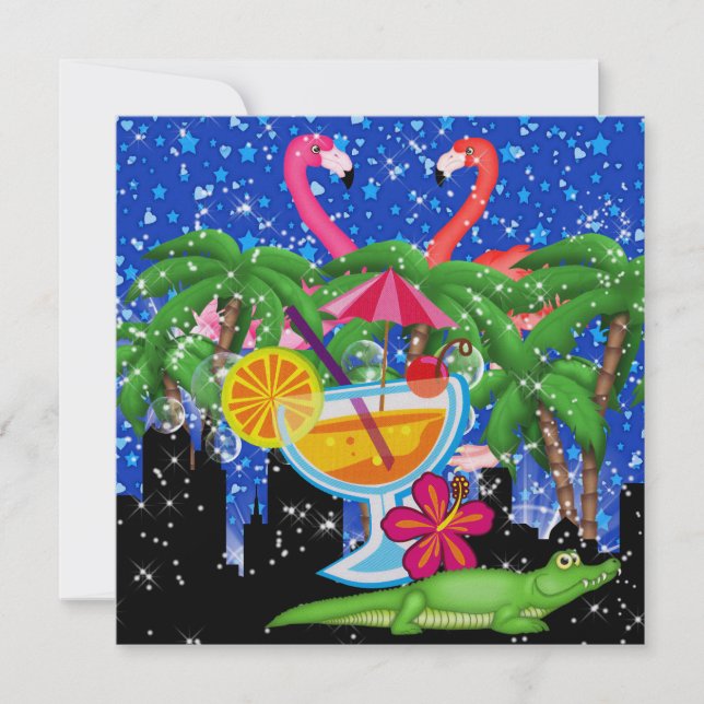 Invitación Fiesta de Paraíso en Luces Brillantes de Estilo -  (Anverso)