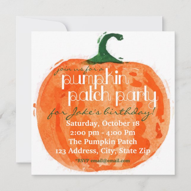Invitación Fiesta de parche de calabaza (Anverso)