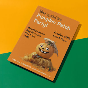 Invitación Fiesta de parche de calabaza para niños Halloween 