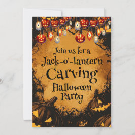 Invitación Fiesta de Parche de Calabazas de Halloween Espeluz
