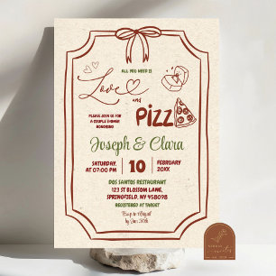 Invitación Fiesta de pareja italiana Coquette Amor y Pizza