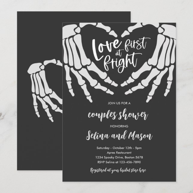 Invitación Fiesta de parejas de Halloween Amor al primer sust (Anverso / Reverso)