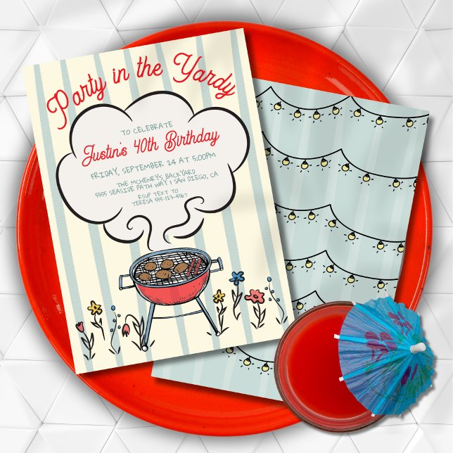 Invitación Fiesta de parrilla y humo de barbacoa en el patio (Subido por el creador)