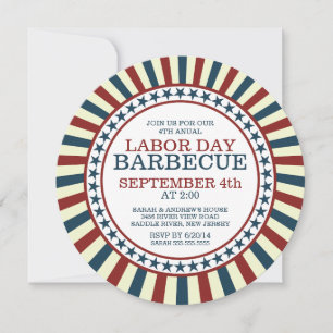 Invitación Fiesta de parrillada de verano de rayas de época