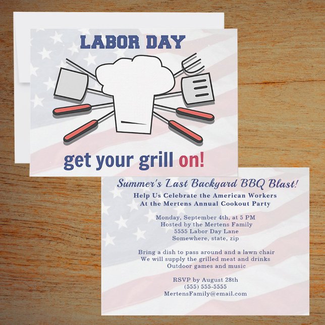 Invitación Fiesta de parrilladas de verano de la familia BBQ  (Labor Day BBQ Family Summer Grill Blast Invitation)