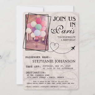 Invitación Fiesta de Pasaporte de París Rosado