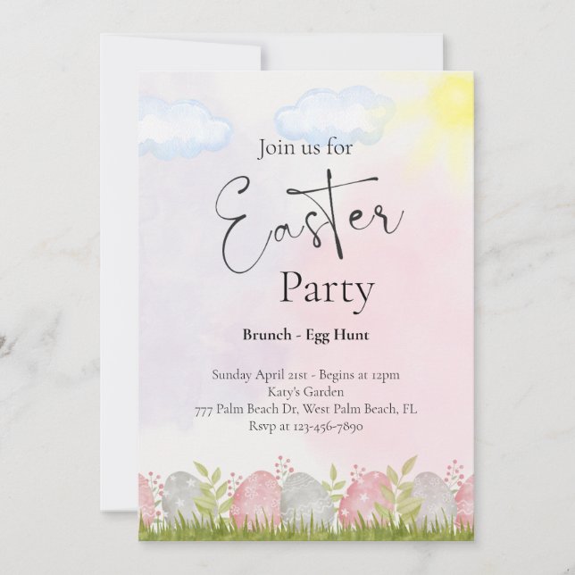 Invitación Fiesta de Pascua colorida (Anverso)