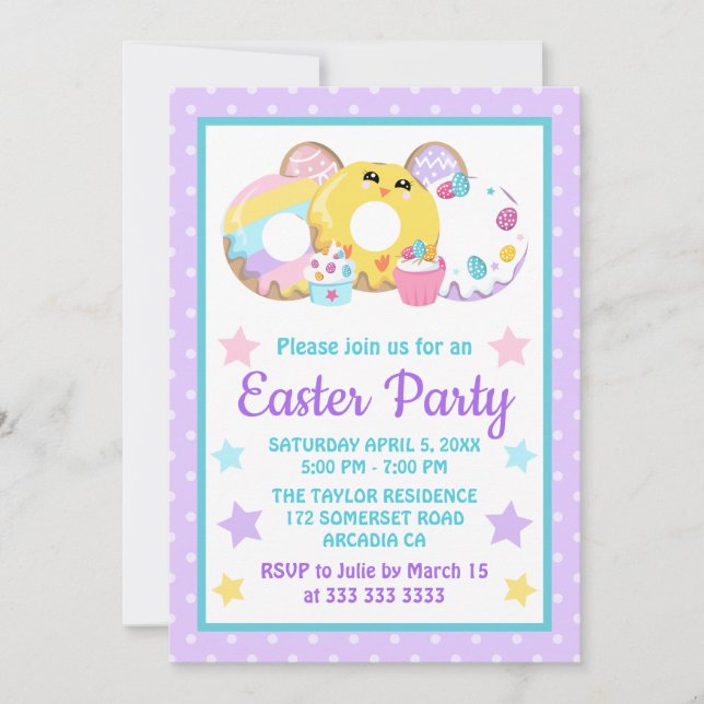 Invitación Fiesta de Pascua de Cuidados y Pasteles (Anverso)