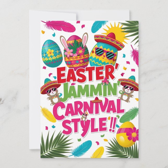 Invitación "Fiesta de Pascua 'Easter Jammin’ Carnival'" Tarje (Anverso)