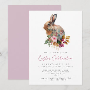 Invitación Fiesta de Pascua floral de acuarela minimalista