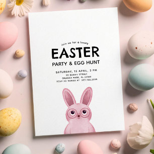 Invitación Fiesta de Pascua para niños con conejo rosa que ll