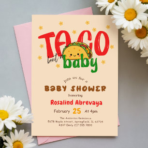 Invitación Fiesta de Pastel Bebe Taco Colorido Lindo